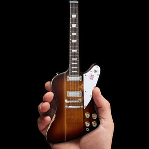 Johnny Winter 1963 Gibson Firebird V Sunburst Vintage & Distressed MINI Guitar - 1:4 Scale Model