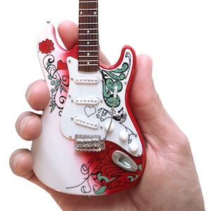 Jimi Hendrix Monterey Pop Festival Fender Strat Mini Guitar Model Replica - Officially Licensed Jimi Hendrix Fender by AXE HEAVEN®