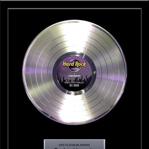 REAL VINYL RECORD Personalized Platinum Record Award, 12 inch Platinum Record Award, Wood Frame 18&quot; x 22&quot; , Streaming Award