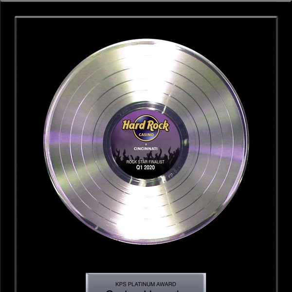 Personalized Platinum Record Award, 12 inch Platinum Record Award, Wood Frame 18" x 22" , Streaming Award - REAL Vinyl 12" Record