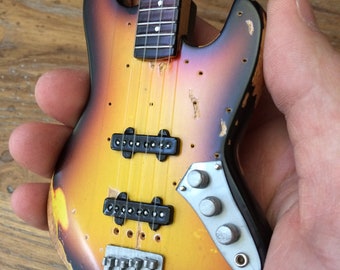 Jaco Pastorius Collectible Mini Bass Guitar Replica Official Fender™ Jazz Bass - Aged and Relic'd Jaco Bass Replica