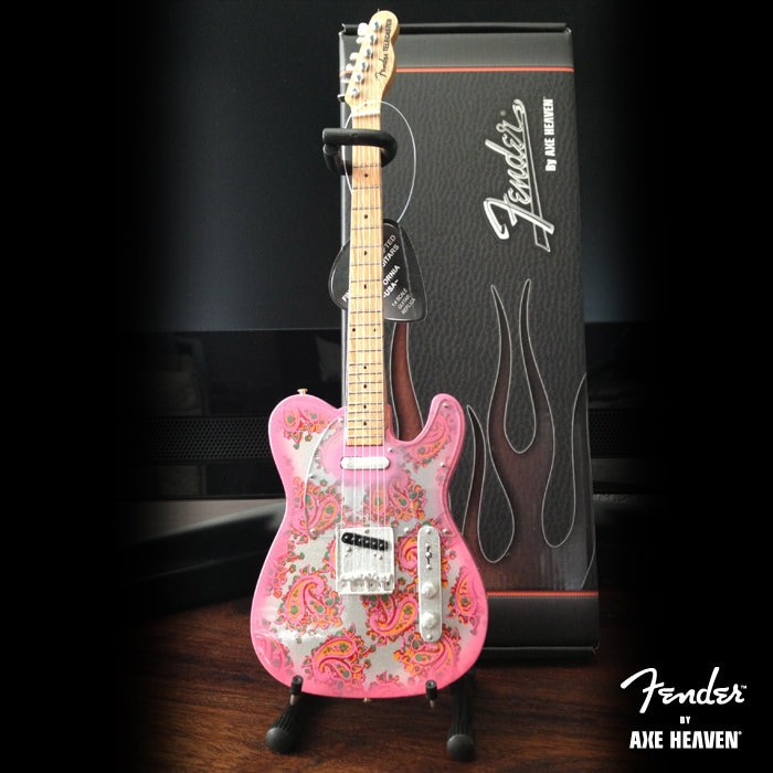 Pink Paisley Fender™ Telecaster™ Guitar Replica Miniature Guitar