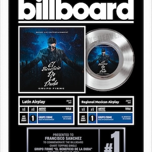 REAL VINYL RECORD - 2 Chart Billboard Award - 18&quot; x 22&quot; Framed Artist & Band Recognition