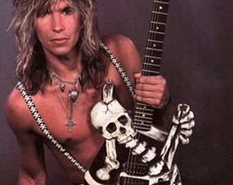 George Lynch Carved Skull & Bone Miniature Guitar Replica Dokken