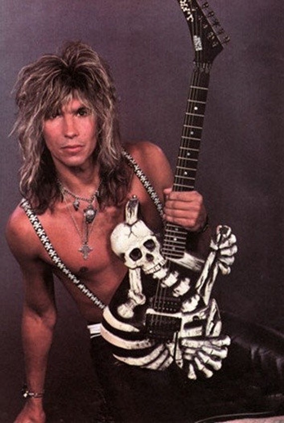 George Lynch Carved Skull & Bone Miniature Guitar Replica Dokken