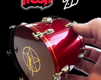 RUSH Drum Ornament - 3.5” Rush Neil Peart Starman Crimson Red Mini Bass Drum Ornament