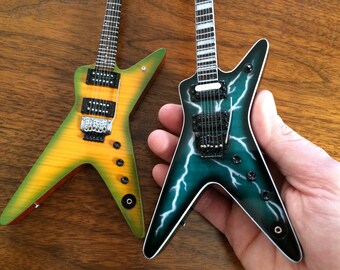 Dimebag Darrell Guitar SET of 2 Lightning Bolt and Dime Slime Mini Guitar Model Licensed Dean Guitar Mini