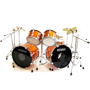 Metallica Collectible Magnetic Orange Mini Drum Kit Replica Miniature Drum Display
