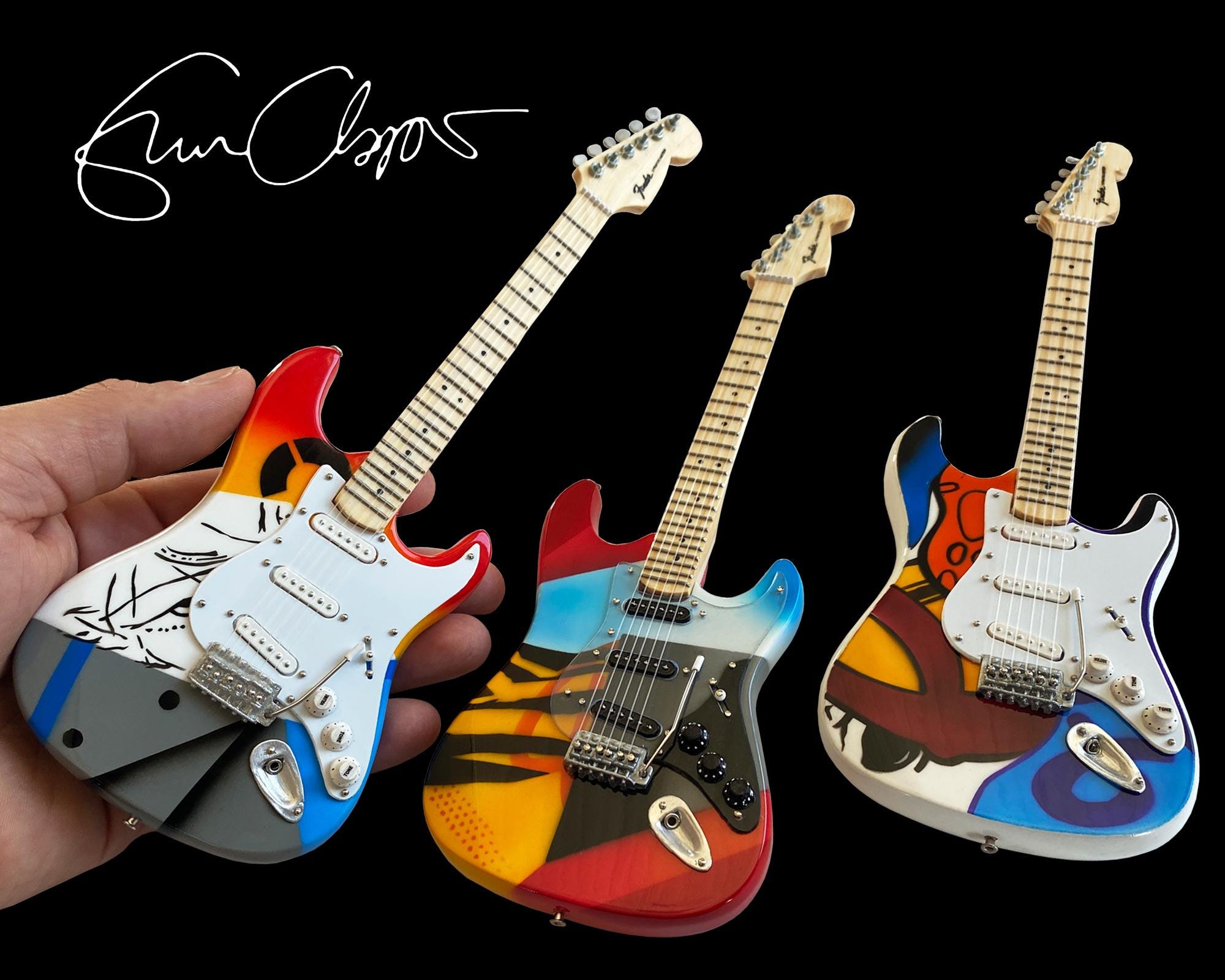 Crash Guitars SET of 3 Mini Guitar Replica Licensed Fender