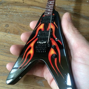 Metallica Collectible James Hetfield ESP Hot Rod Red Flames Guitar Miniature Guitar Replica