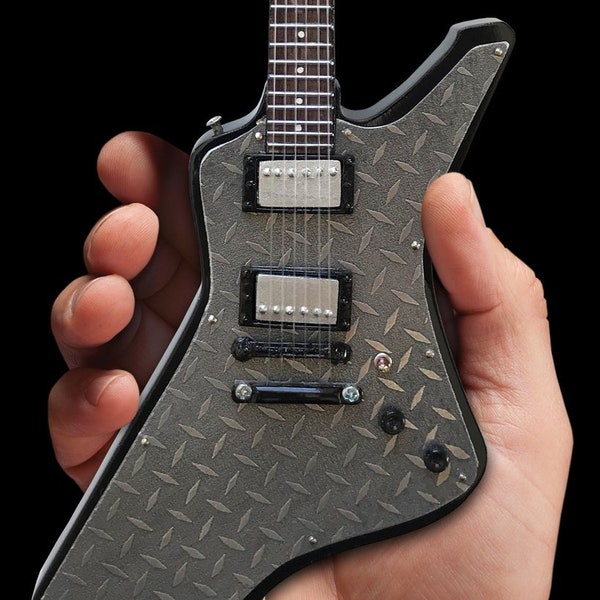 Metallica Collectible James Hetfield ESP EX Explorer Diamond Plate Replica Guitar Miniature Guitar
