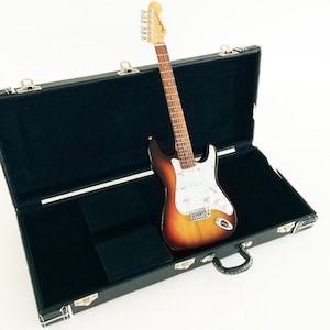Black FENDER™ Guitar Case for Mini Guitars - Real Case Handcrafted to fit Miniature Guitars by AXE HEAVEN®