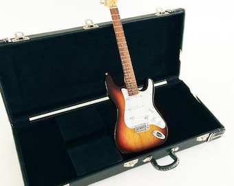Black FENDER™ Guitar Case for Mini Guitars - Real Case Handcrafted to fit Miniature Guitars by AXE HEAVEN®