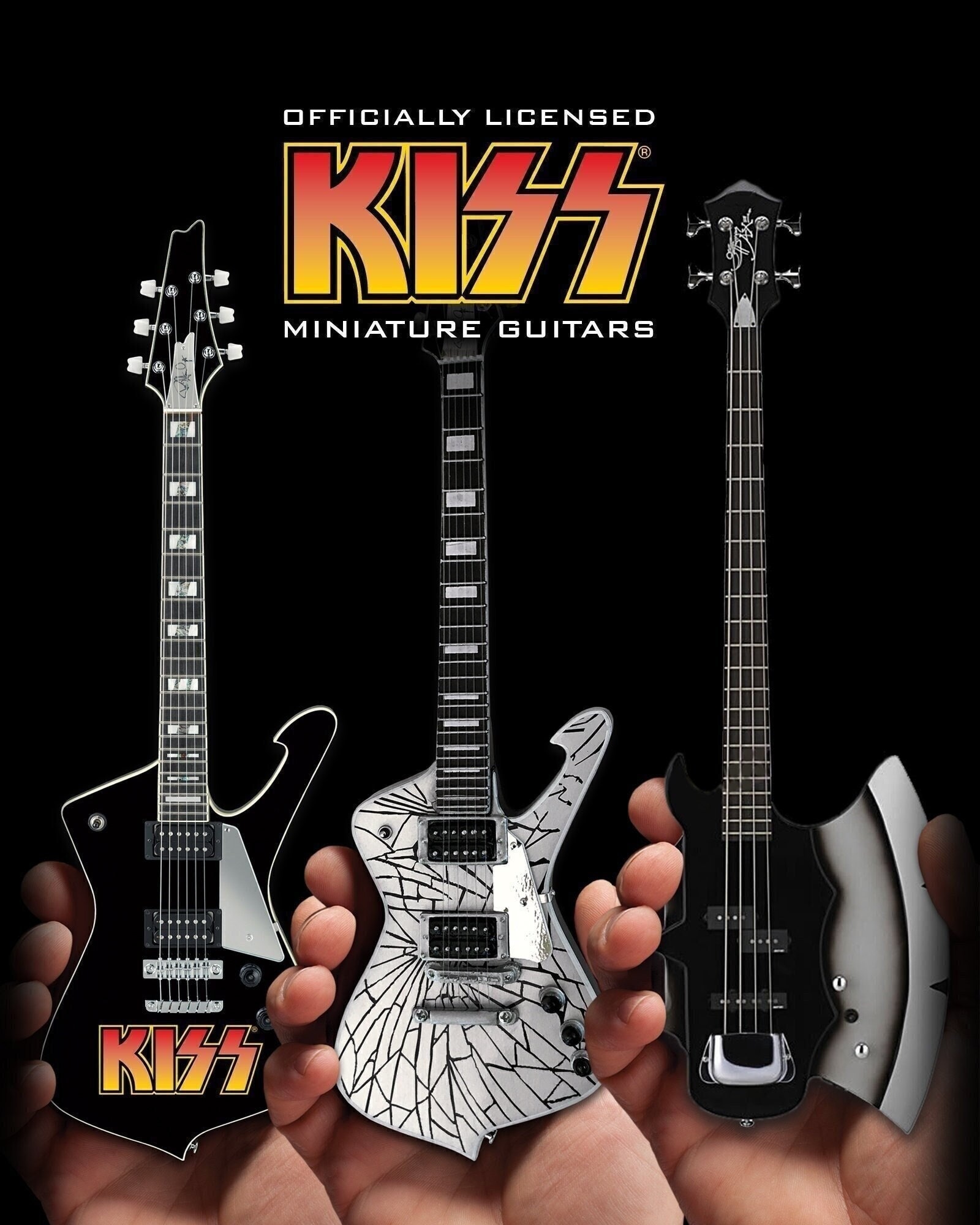 KISS Collectible set of 3 Miniature Guitar Replicas Licensed KISS