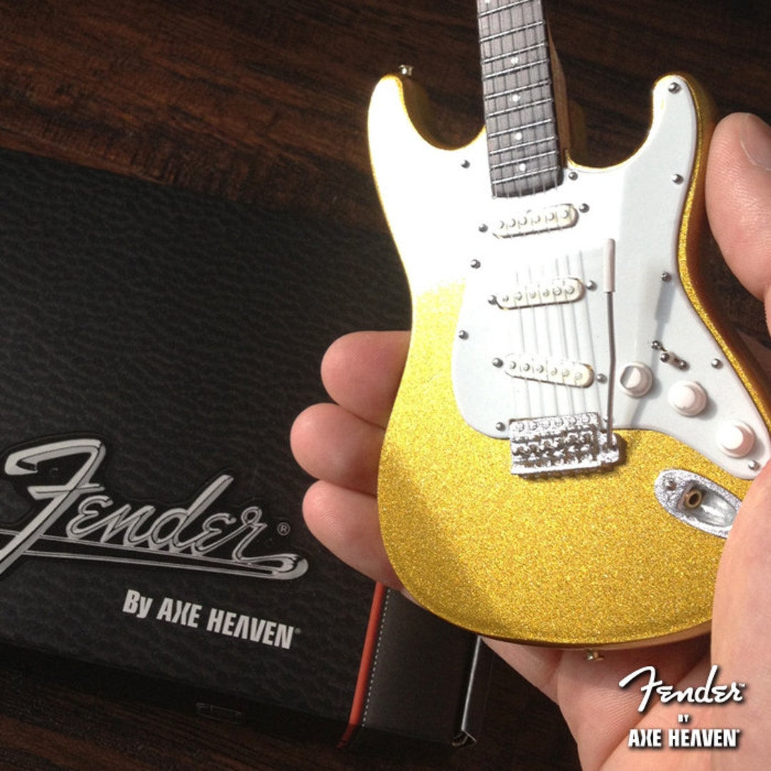 Collectible Gold Fender Stratocaster Mini Guitar Replica Official