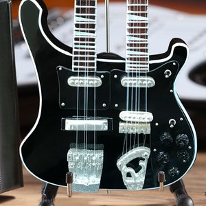 Geddy&#39;s Signature Miniature 4001 Double Neck Bass Guitar - Classic Replica Mini Guitar Model