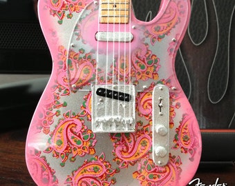 Pink Paisley Fender™ Telecaster™ Guitar Replica Miniature Guitar Collectible by AXE HEAVEN®