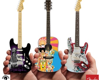 Jimi Hendrix Set of 3 Mini Guitar Model Replicas - Authentic Hendrix Licensed Memorabilia by AXE HEAVEN®®