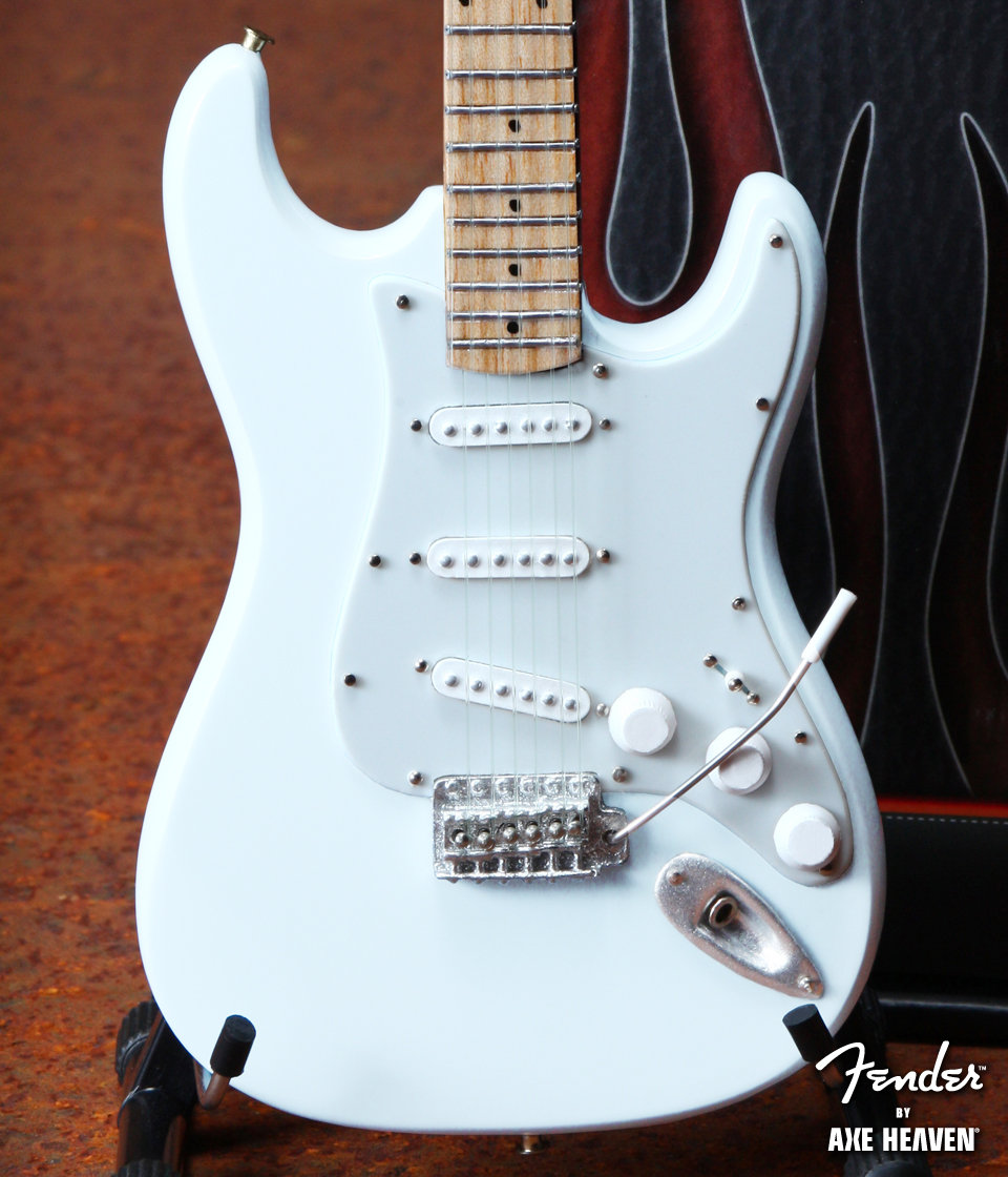 Réplica de mini guitarra Fender Stratocaster blanca oficial de