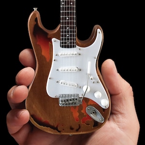 Classic Aged Fender Strat Collectible Sunburst Fender Stratocaster Mini Guitar Replica Official Fender™ by AXE HEAVEN®