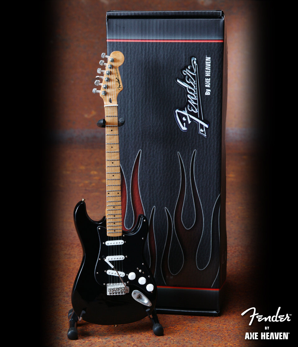 Solid Black Stratocaster Official Fender™ Miniature Black Strat
