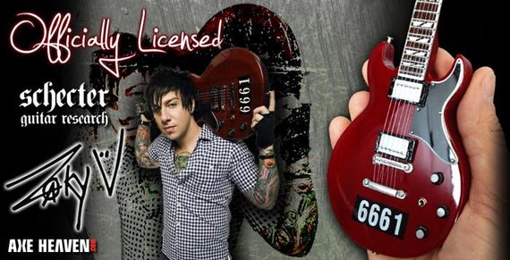 Officially Licensed Zacky Vengeance Blood Splatter Mini Guitar