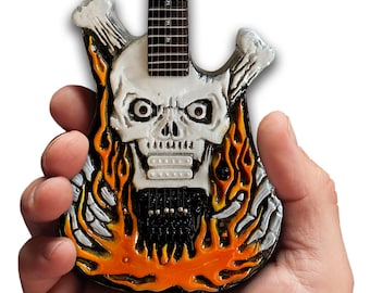 Dokken Collectible - George Lynch Carved Flaming Skull Miniature Guitar Replica