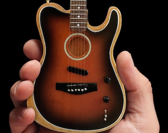 Réplica de guitarra Fender™ Acoustasonic™ Classic Sunburst, guitarra en miniatura coleccionable de AXE HEAVEN®®