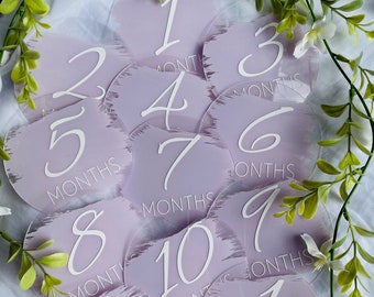 Mijlpaalschijfjes baby / Eerste jaar baby / Fotorekwisiet / Kraamcadeau / Cadeau pasgeboren baby / Gepersonaliseerd cadeau