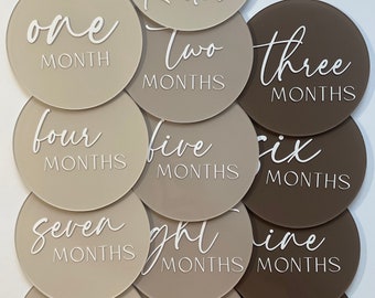 Baby Milestones | Neutral Toned Acrylic Baby Milestone Set | Baby's First Year | New born | Hello World | Salaam World | Baby Photo Props