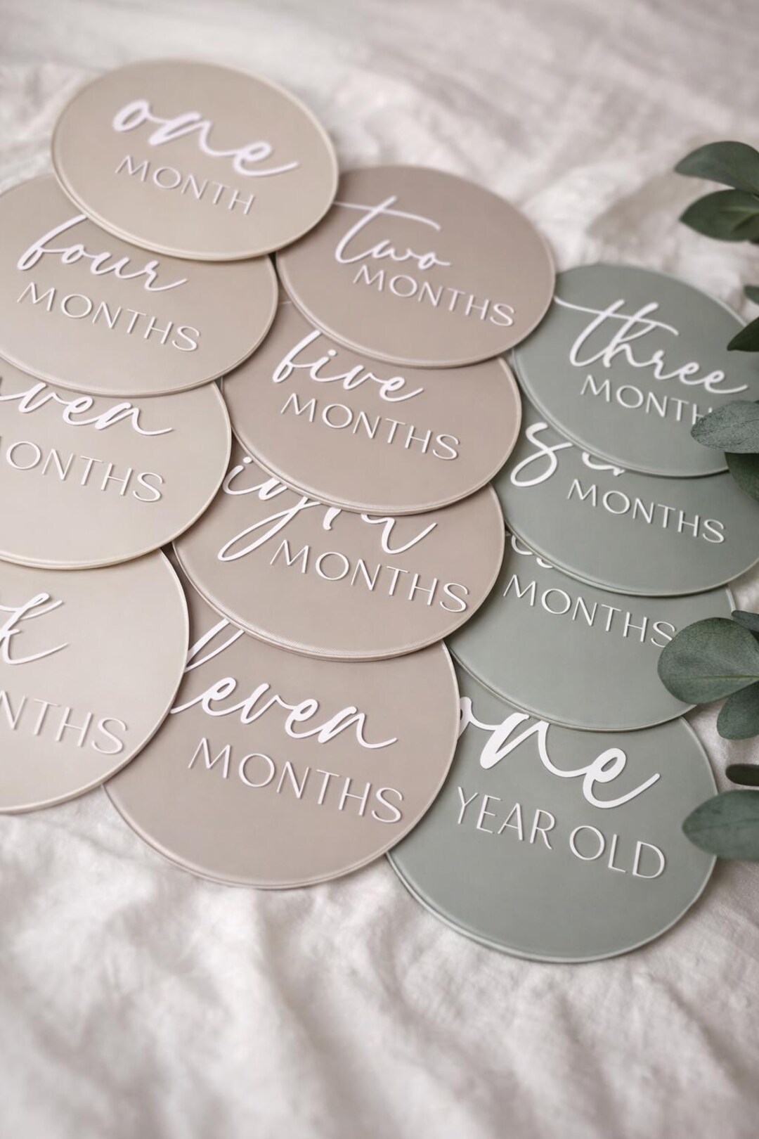 Baby Milestones | Neutral Sage Green Toned Acrylic Baby Milestone Set ...