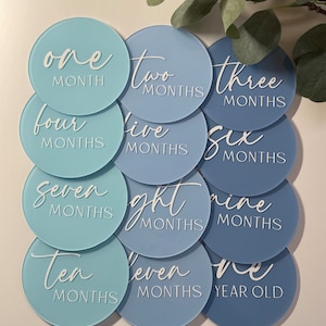 Baby Milestones | Blue Toned Acrylic Baby Milestone Set | Baby's First ...