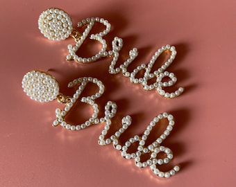 Bride Pearl Earrings | Hen Party Earrings | Bridal Earrings | Hen Party Accessories | Gift For Bride | Bride To Be Present | Hen Do