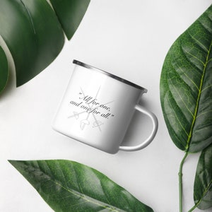 Three Musketeers Quote on an Enamel Mug