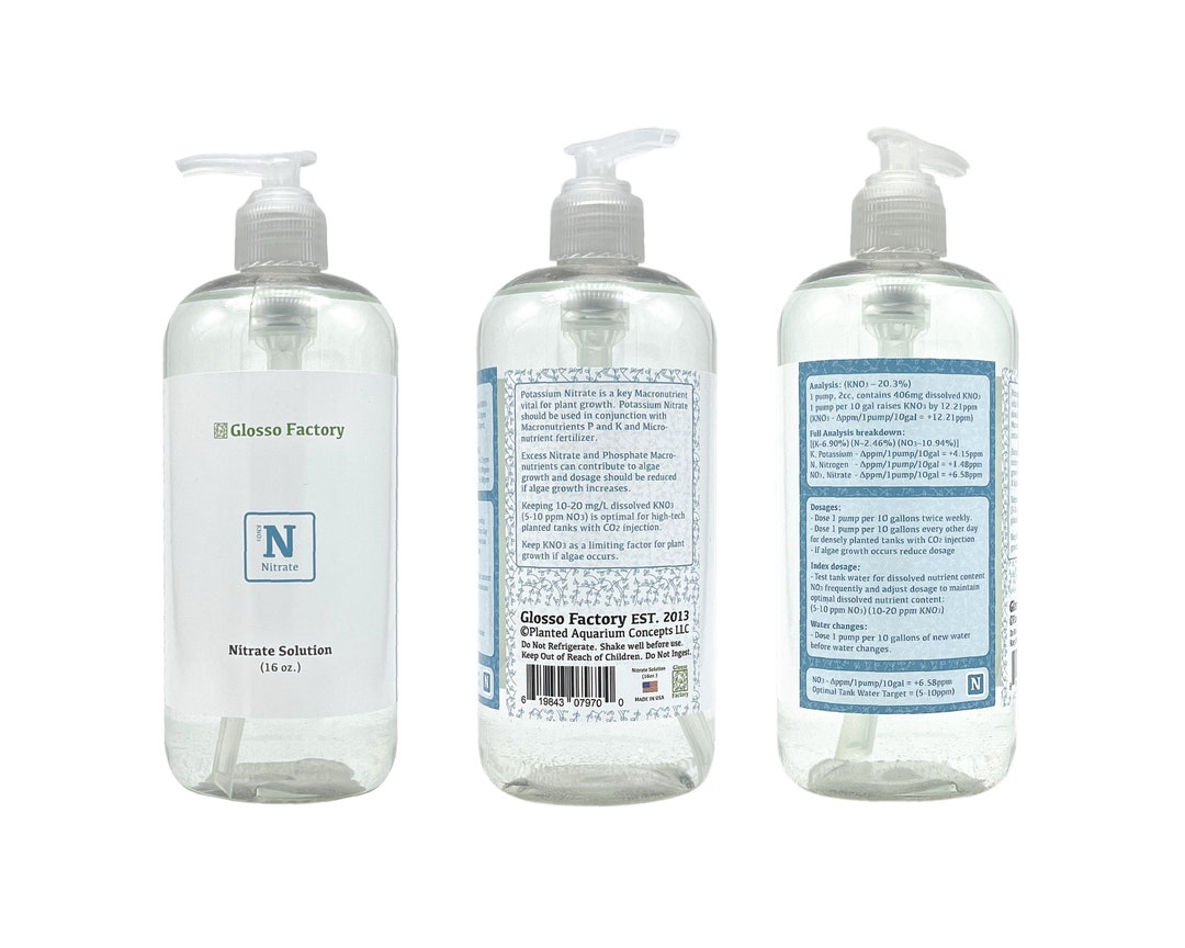 Glosso Factory Nitrate Fertilizer for Aquatic Plants, 16oz Pump Bottle