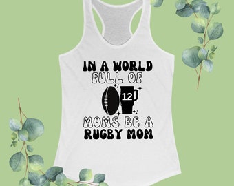 Débardeur de maman rugby, chemise de maman de rugby, cadeau de maman de rugby, chemise pour le jour du match, débardeur de ballon de rugby, cadeau de maman sportive, t-shirt de rugby, chemise de maman de sport personnalisée
