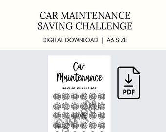 Car Maintenance Savings Challenge | Tracker| A6 Printable | Savings Challenge | Budgeting | Cash Budgeting | Sinking Fund | Money Challenge