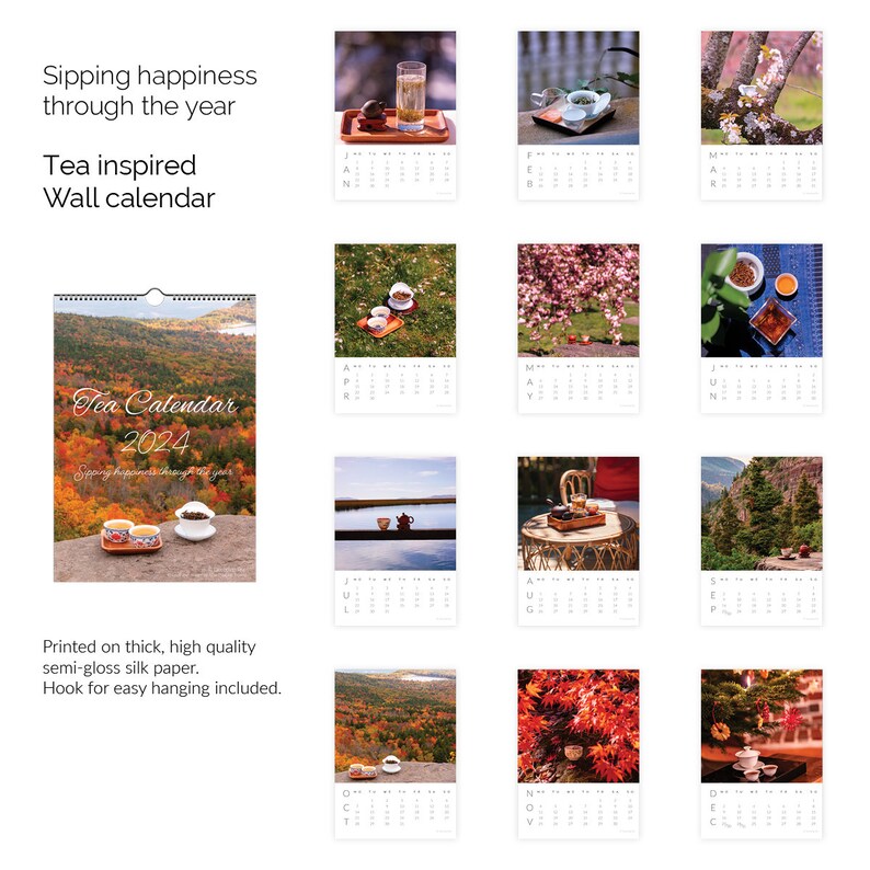 2024 Tea Calendar Sipping Happiness Through the Year Wall Calendar Etsy