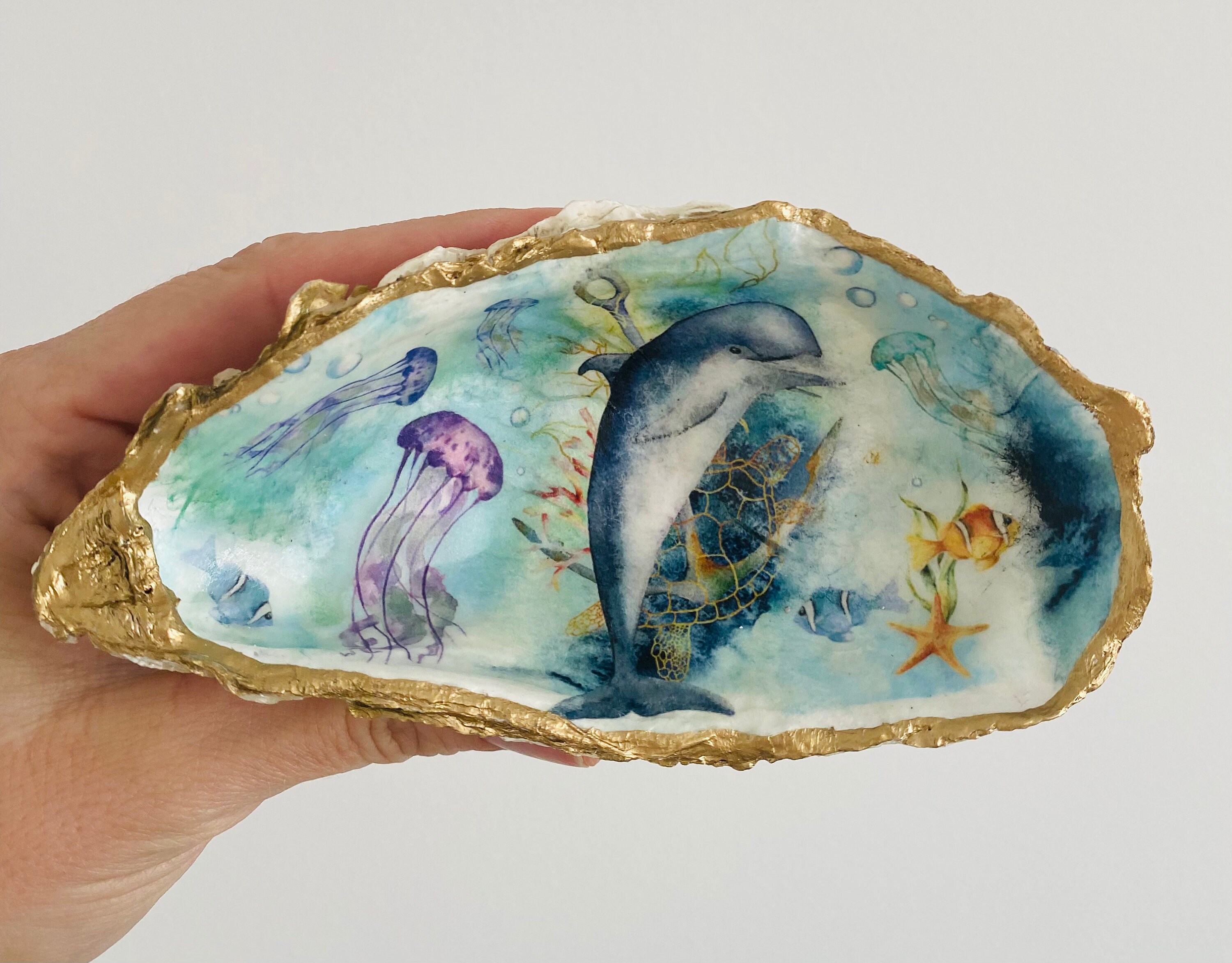 Huître Décorative de Normandie, Coquillage, Vide-Poche, Cadeau Original, La Mer, L'océan, Fait Main