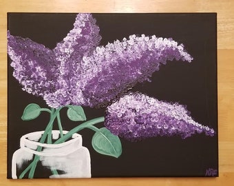 Purple Lilacs in Acrylic