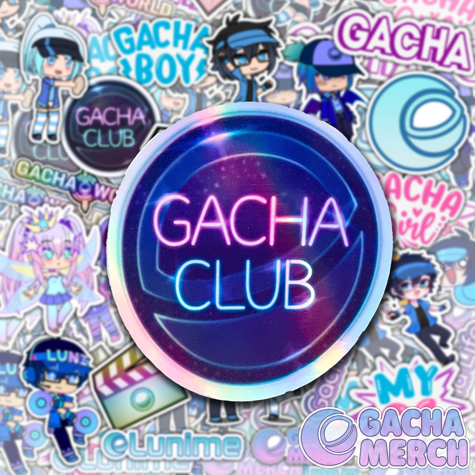 Gacha Club Logo Holographic Sticker Official Lunime Merch Etsy