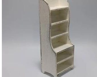 KIT - Handmade Miniature Dollhouse Bookshelf 1:12 Scale - Scrolled Cupboard Bookcase or pantry cabinet