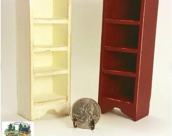 KIT - Handmade Miniature Dollhouse Bookshelf 1:12 Scale - 4 Shelf Prim Bookcase or pantry cabinet