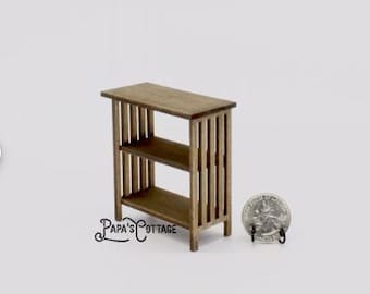KIT - Handmade Miniature Dollhouse Bookshelf 1:12 Scale - 2 Shelf Mission Bookcase