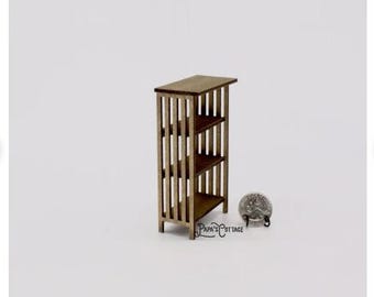 KIT - Handmade Miniature Dollhouse Bookshelf 1:12 Scale - 3 Shelf Mission Bookcase