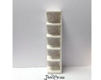 KIT - Handmade Miniature Dollhouse Bookshelf 1:12 Scale - Double Crossed Corner Bookcase or Display