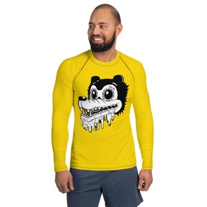 Men&#39;s Rash Guard, MMA Rash Guard, BJJ Rash Guard, Yellow Rash Guard, Man Rash Guard, Long Sleeve Rash Guard, Slim Fit Rash Guard