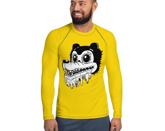 Men's Yellow Long Sleeve Rash Guard, MMA BJJ Training