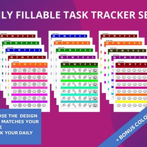 Paquete de páginas para colorear de Wellness Planner Habit Tracker / PDF editable / Imprimible / Fitness Tracker, Objetivos de salud, Seguimiento de tareas de autocuidado