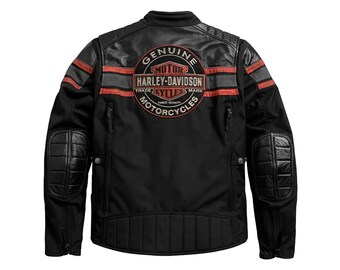 Harley Davidson Jacket Men - H-D Triple Vent System Rutland Riding Jacket - Motorcycle Jacket - Harley Jacket - Real Leather Biker Jacket